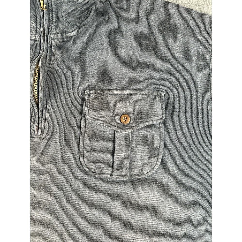 Orvis Men's Vintage 1/4 Zip Ribbed Cotton Pullover Sweater with Elbow Patch L - Picture 5 of 9